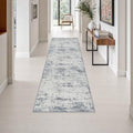 2.6x8 Washable Runner Rug：Modern Abstract Soft Carpet Blue Grey by FXRHLP