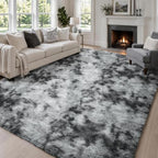 Ophanie Tie-Dyed Grey Area Rugs 8x10 for Bedroom Living Room, Fluffy Shag Fuzzy Carpet, Plush Shaggy Rug, Indoor Carpet for Kids Boys Dorm Home Decor Aesthetic, Nursery with 99 pcs Pile fibers - Image 3