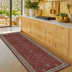 2x6 Turkish Kitchen Runner Rugs Non Skid Washable - Washable Rug for Hallway, Bedroom Bedside, Bathroom, Laundry Room, Hallway, Non Slip with Rubber Backing, Oriental Dark Red Kitchen Accessories by HazoHaus