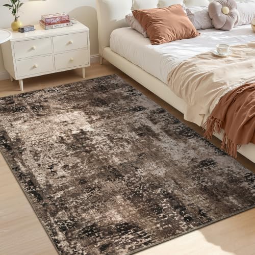 Entryway Rug 3x4 Brown Bedroom Area Rug Washable Non Slip Abstract Boho Rugs for Indoor Entry, Kitchen, Classroom, Bathroom, Kids Girls Room, Office, College Dorm Small Carpet - Image 3