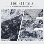 Round Area Rug Living Room: 6 ft Modern Washable Carpet Black - Image 7