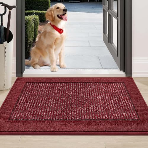 BEQHAUSE Indoor Door Mat 24" x 36", Dirt Trapper Door Mats, Red by BEQHAUSE