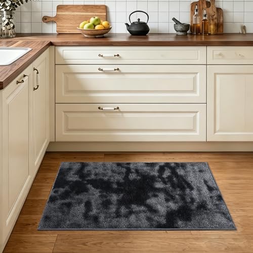 2x3 Tie-dye Dark Grey Area Rug Washable Non-Slip for Entryway Front Door - Image 2
