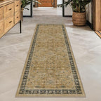 Hazo Haus Vintage 2x8 Runner Rug for Hallway, Boho Long Runner Rug for Kitchen, Bathroom, Non-Slip Low-Pile Washable Stain Resistant, Rustic Brown and Charcoal Olive Earthy Décor - Image 6