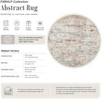 Round Area Rug Living Room: 5 ft Modern Washable Carpet Taupe - Image 2