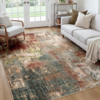 RELEANY Washable Square 7'x7' Area Rug for Living Room Rustic Brown by RELEANY