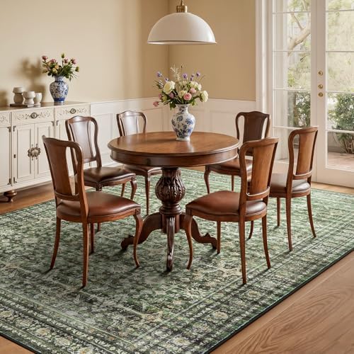 5x7 Area Rugs for Living Room Bedroom, Green Washable Non-Slip Carpet - Image 6