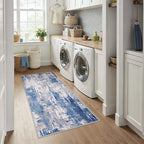 RELEANY Washable Runner 3'x6' Abstract Area Rug for Hallway Blue Gray - Image 3