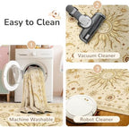 Vacuum-Friendly, 8x10 Washable Area Rug, Beige Camel Brown - Image 5
