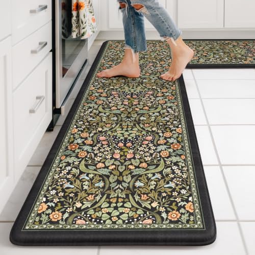 Collive Anti Fatigue Mats for Kitchen Floor, Padded Runner Rugs Sets of 2 by Collive