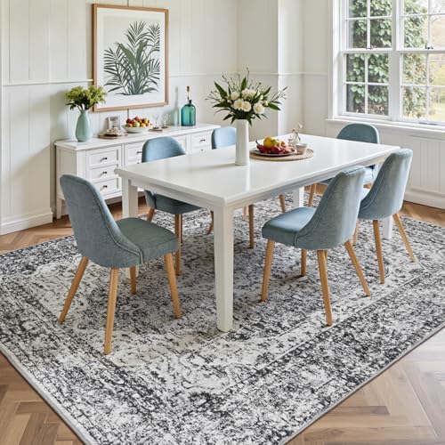 Lofus 8x10 Washable Rugs for Bedroom Non-Slip Low Pile Carpet Dark Grey - Image 2
