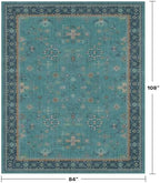 Boho Teal 7x9 Soft Rugs for Living Room, Washable Turquoise Rug for Bedroom Under Bed, Vintage Non Slip Floral Dining Room Carpet, Low Pile Soft Fade Resistant - Image 2