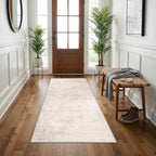 Washable 3x5 Kitchen Area Rug: Non-Slip Abstract Water-Resistant Entryway Doormat Soft Sink Fridge Bedroom Carpet Low Pile Stain-Resistant Bathroom Laundry Neutral Faded Floor Mat(3X5,Beige/Cream) - Image 4