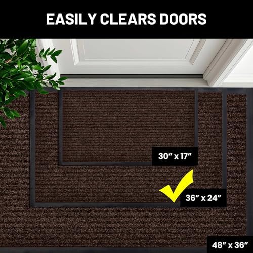 Front Door Mat, Indoor Outdoor Welcome Entryway Doormat, 36x24 Dark Brown - Image 4