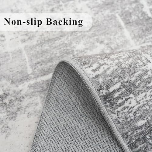 HY HAOYUNLAI Abstract 2x8 Runner: Washable Non-Slip 8ft Hallway Carpet Stain-Resistant Laundry Room Kitchen Area Rug Throw Entryway Foyer Mat Soft Living Room Bedroom Beside Runner Rug(2x8,Light/Grey) - Image 3