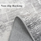 HY HAOYUNLAI Abstract 2x8 Runner: Washable Non-Slip 8ft Hallway Carpet Stain-Resistant Laundry Room Kitchen Area Rug Throw Entryway Foyer Mat Soft Living Room Bedroom Beside Runner Rug(2x8,Light/Grey) - Image 3