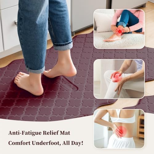 Arenarug Upgrade Scalloped Kitchen Mats for Floor 2PC, Red Kitchen Rugs - Image 3