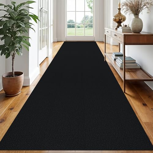 EARTHALL Washable Runner Rug, Non Slip Hall Runner, 3x16 Ft, Black Heather by Unknown