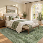8x10 Area Rug for Living Room, Non-Slip Washable Large Carpet, Forest Green - Image 2
