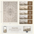 8x10 Area Rugs Living Room: Washable Rug for Bedroom Brown Beige - Image 2