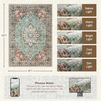 8x10 Area Rugs Living Room: Washable Rug for Bedroom Brown Green - Image 2