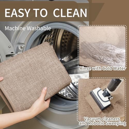 YDKGL Kitchen Mat Kitchen Rugs Sets of 2 PCS Non Slip Brown 17"x30"+17"x59" - Image 3