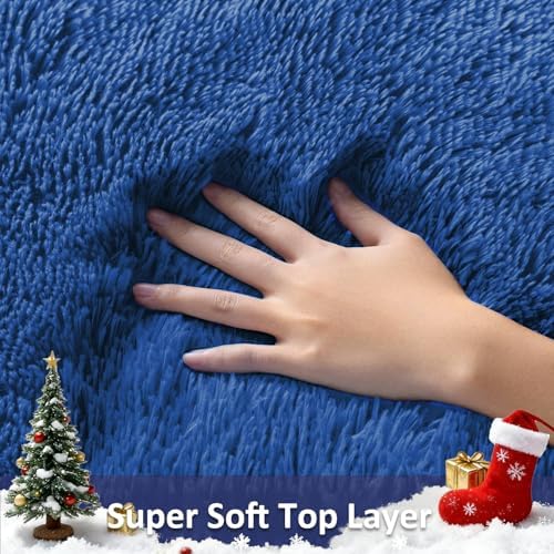 Ophanie 5x8 Blue Rugs for Living Room,Kids Rug,Playroom Navy Area Rugs for Boys Girls Teen Decor,Fluffy Fuzzy Soft Plush Shaggy Bedside Floor Bedroom Carpet for Teen with Over 99 pcs Pile fibers - Image 2