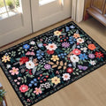 PLHXFR 2x3 Small Entryway Rug: Floral Washable Indoor Soft Carpet Black by PLHXFRSoftAreaRugs