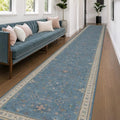 Hazo Haus Blue Boho 3x20 Extra Long Hallway Runner Rug - Non Slip Waterproof Kitchen Floor Mat - Modern Eclectic Floral Design Décor by HazoHaus