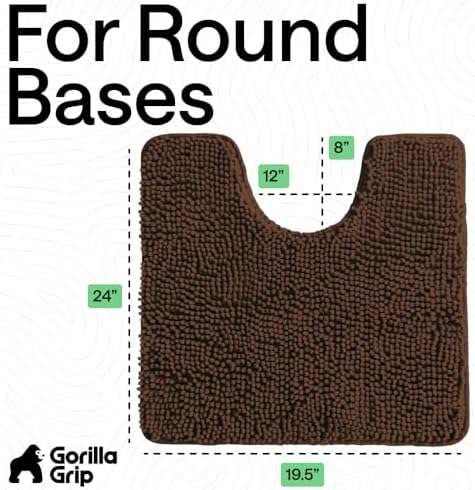 GORILLA GRIP Chenille Bath Rug Mat for Oval Toilet Base, 24x19 Brown - Image 2