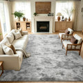 8x10 Extra Large Tie-Dyed Grey Fluffy Area Rug Non-Slip for Living Room by ModernHomeDecor