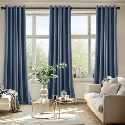 MIULEE Blackout Curtains for Bedroom 2 Panels 40 x 90 Inch Long Stone Blue - Image 6