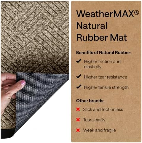 GORILLA GRIP WeatherMAX Door Mat, Indoor Outdoor Use, 29x17, Beige Diamond - Image 6