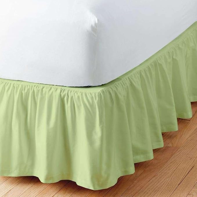 Sage Solid Ruffled Bed Skirt Full-XL-6 Inch Drop Split Corner, Microfiber Bedskirt with Platform Three Sided Coverage
