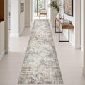 2.6x14 Washable Runner Rug:Modern Abstract Indoor Soft Carpet Brown by FXRHLP
