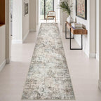 2.6x14 Washable Runner Rug:Modern Abstract Indoor Soft Carpet Brown by FXRHLP