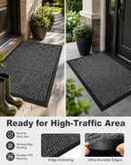 Mibao Front Door Mat Outdoor Entrance, 36" x 24" Heavy Duty Welcome Mat for Outdoor and Indoor, Waterproof Dirt Trapper Doormat, Super Absorbent Indoor Entryway Mat for Patio & Porch - Gray - Image 5