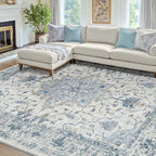 RELEANY Washable Area Rug, 7'x10', Blue/White/Gray by RELEANY
