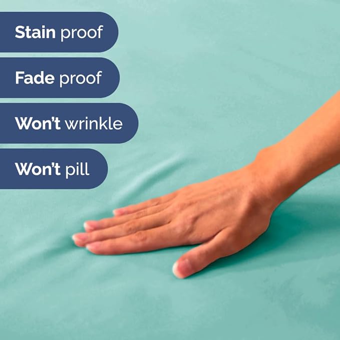 RV Short Queen Sheet Set 60 X 75 - 4 Piece RV Short Queen Bed Sheets - Soft, Breathable and Cooling - Designed for Bunks, Trailers & Campers - Fits 8” to 12" Mattress - Hotel Luxury Bedding - Spa Blue