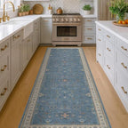 Boho 2'6"x10' Wide Runner Rugs for Hallway Non Skid- 10ft Light Blue Washable Non Slip Long Entryway Rug, Low Pile Geometric Floral Indoor Décor - Image 6