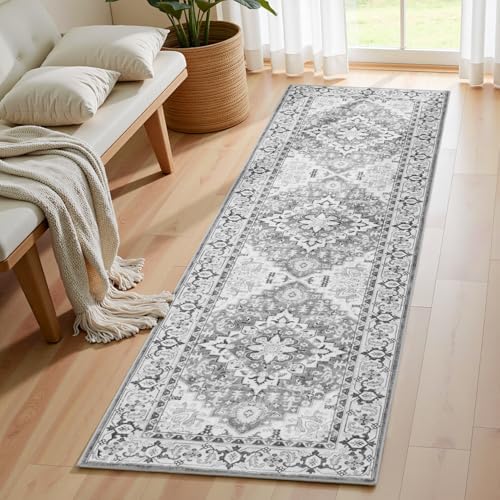 Lofus 2x6 Hallway Kitchen Washable Runner Rug, Boho Entry Long Carpet Grey by Lofus