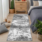 Grey 2x5 Washable Entryway Runner Rug Non Slip for Hallways Kitchen, Bathroom Rug Runners with Rubber Backing 5ft Long Carpet for Laundry Room, Low Pile Stain & Fade Resistant, Abstract Gray - Image 3