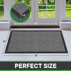 Mibao Front Door Mat Outdoor Entrance, 36" x 24" Heavy Duty Welcome Mat for Outdoor and Indoor, Waterproof Dirt Trapper Doormat, Super Absorbent Indoor Entryway Mat for Patio & Porch - Light Gray - Image 2