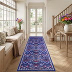 PLHXFR 3x10 Washable Runner Rug：Floral Indoor Kitchen Soft Carpet Blue - Image 3