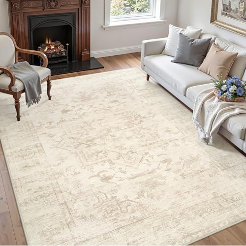 8x8 Area Rugs Living Room: Bedroom Washable Carpet Beige/Brown - Image 3