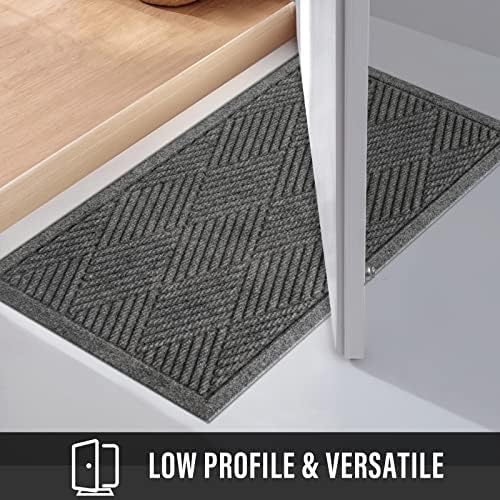 HIYARD Sturdy Front Door Mat, Absorbent Muddy Dirt Resist Welcome Door Mats Outdoor Indoor, Stain and Fade Resistant, Non-Slip Rubber Backing Low Profile Doormat for Entryway, 30×17, Grey - Image 6