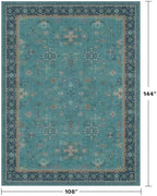 Boho 9x12 Large Teal Green Washable Living Room Rug - Vibrant Turquoise Rug for Bedroom Under Bed, Dining Room Under Table, Geometric Floral Low Pile & Soft Stain Resistant Carpet - Image 2