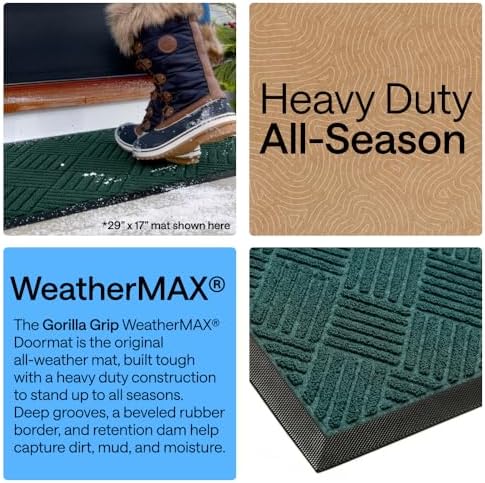 GORILLA GRIP WeatherMAX Door Mat, Indoor Outdoor Use, 47x35, Green Diamond - Image 3