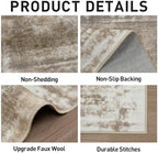9x12 Area Rugs for Living Room: Washable Abstract Brown White Carpet - Image 5