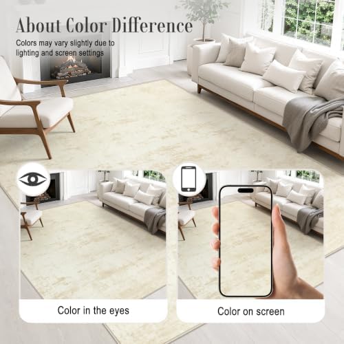 2x5 Washable Runner Rug：Modern Abstract Kitchen Soft Carpet Beige - Image 6